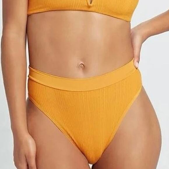 L Space Frenchi High Waist Bitsy Cut Bikini Bottom Mandarin Womens Sze Large NWT - Picture 1 of 4